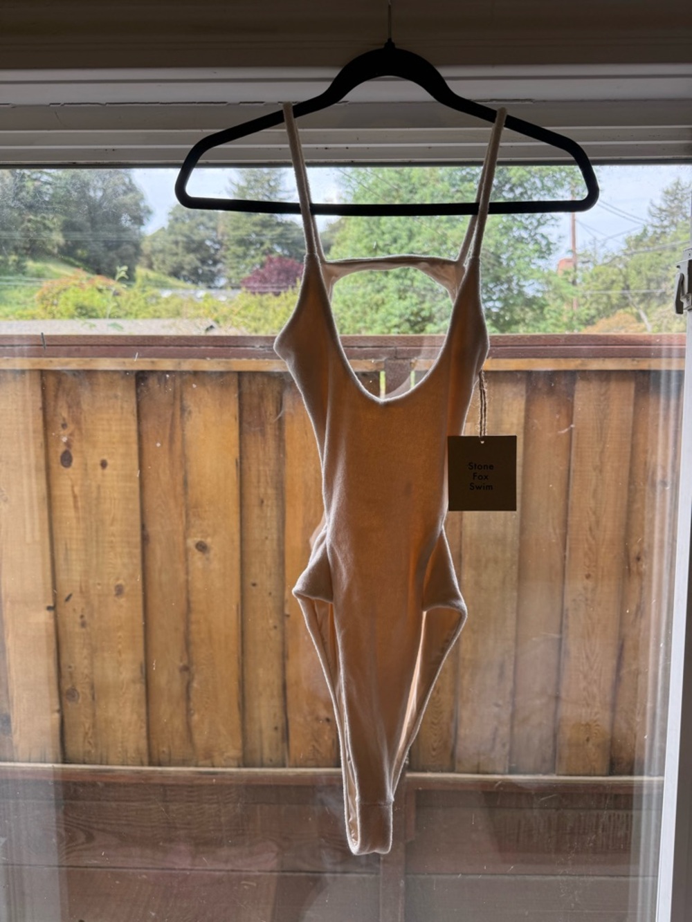 Stone Fox Swim Cream One-Piece Swimsuit with Scoop Back